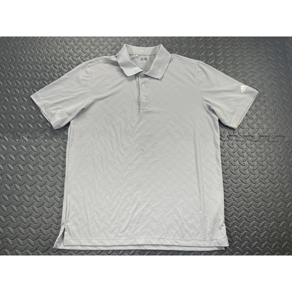 Adidas Polo Shirt Adult Large Gray Golfer Casual Lightweight Rugby Outdoor Men's